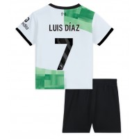 Liverpool Luis Diaz #7 Bortaställ Barn 2023-24 Korta ärmar (+ Korta byxor)